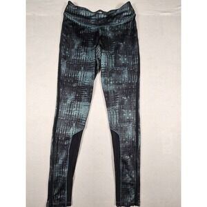 Nike Sportswear Womens‎ Teal Black Digital Grid Mesh Panel Ankle Zip Leggings S